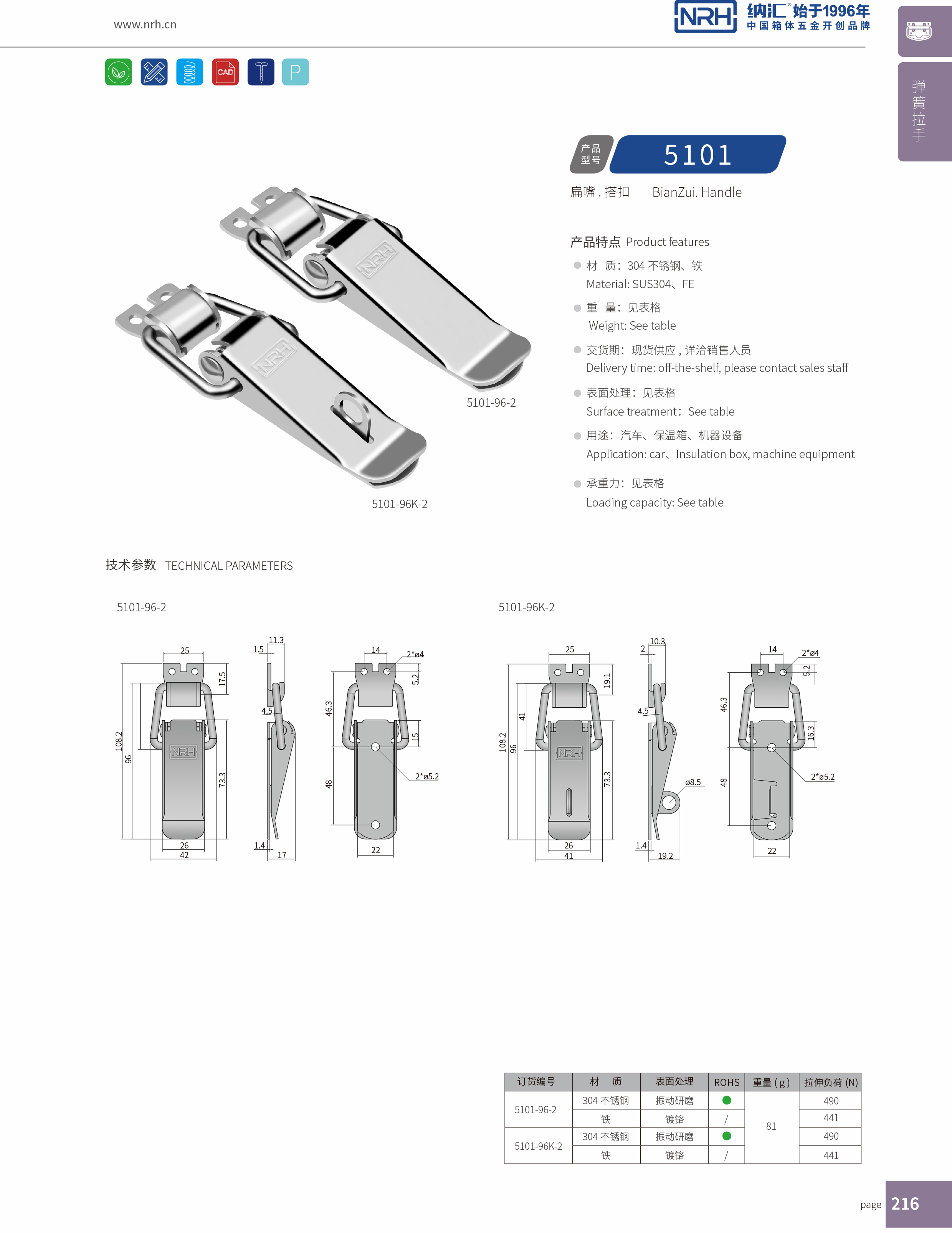 扁嘴下载花季传媒5101-96-2工业柜锁_装备箱锁扣_NRH花季传媒app下载花季传媒 