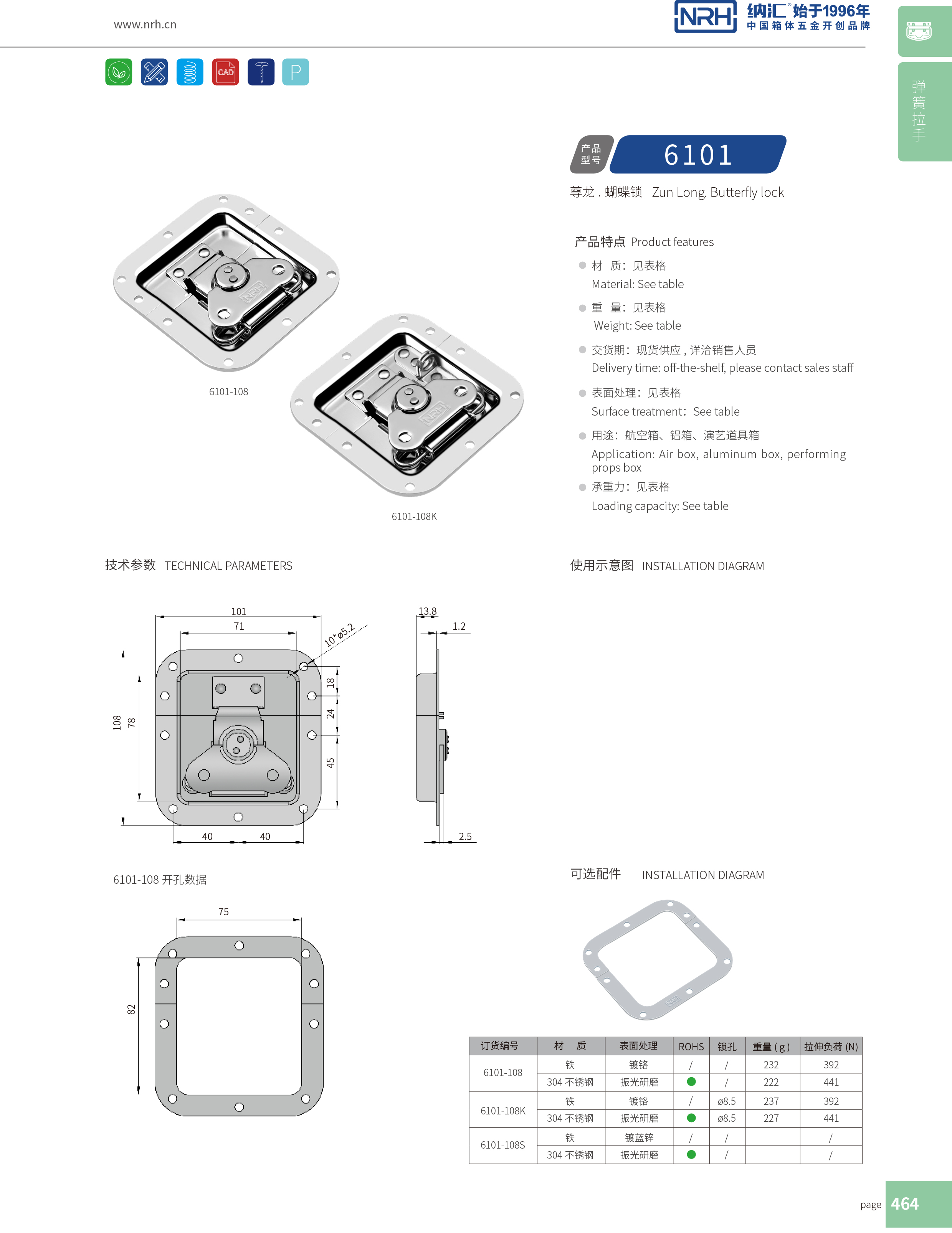 蝶锁箱扣6101-108电箱锁扣_工业五金锁扣_NRH花季传媒app箱扣 