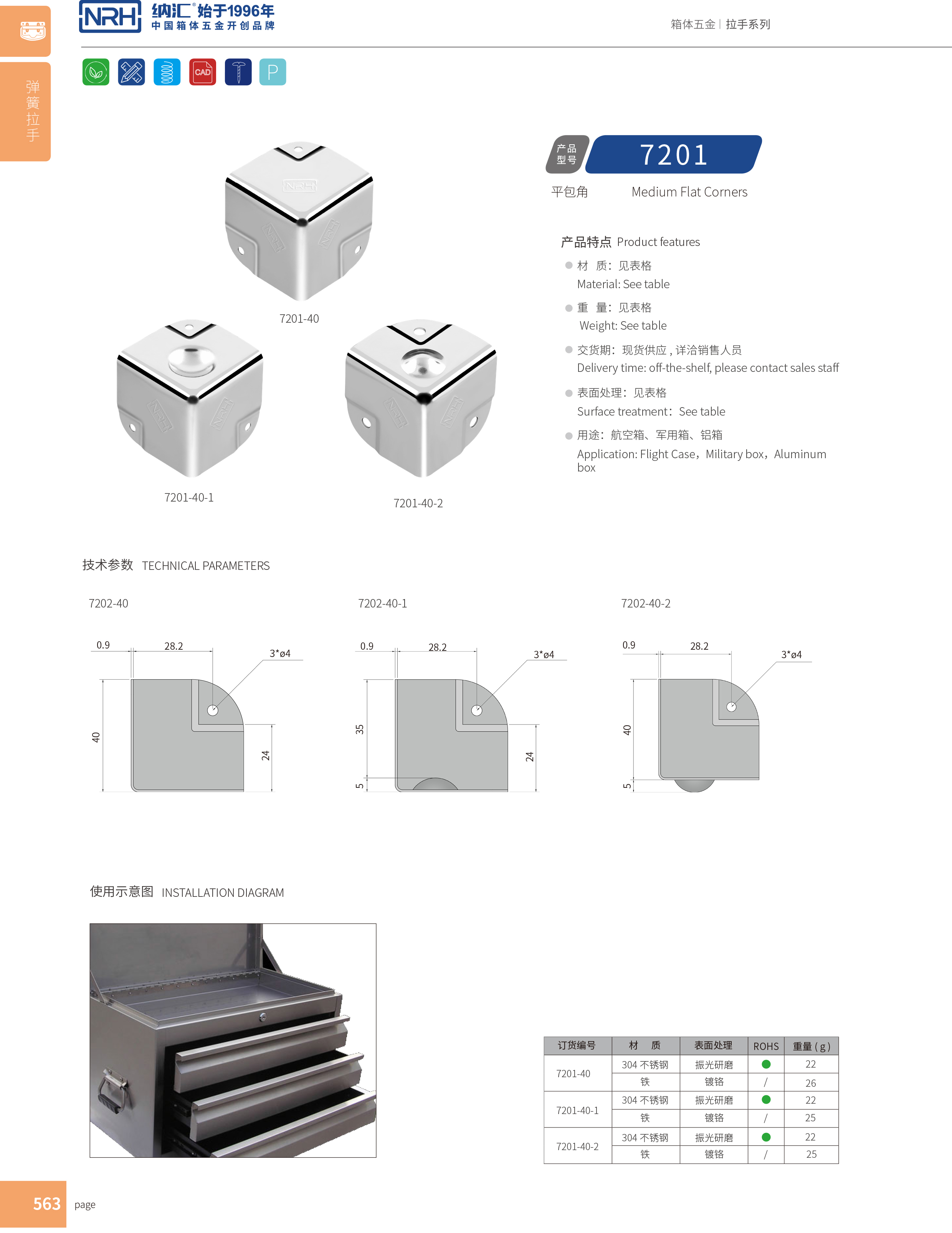 铝箱包角7201-40-1不锈钢护角_工具箱角码_NRH花季传媒app铝箱包角