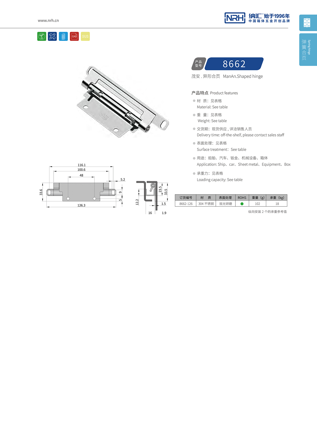 花季传媒app/NRH 8662-126 工业设备箱柜门花季传媒app下载网站