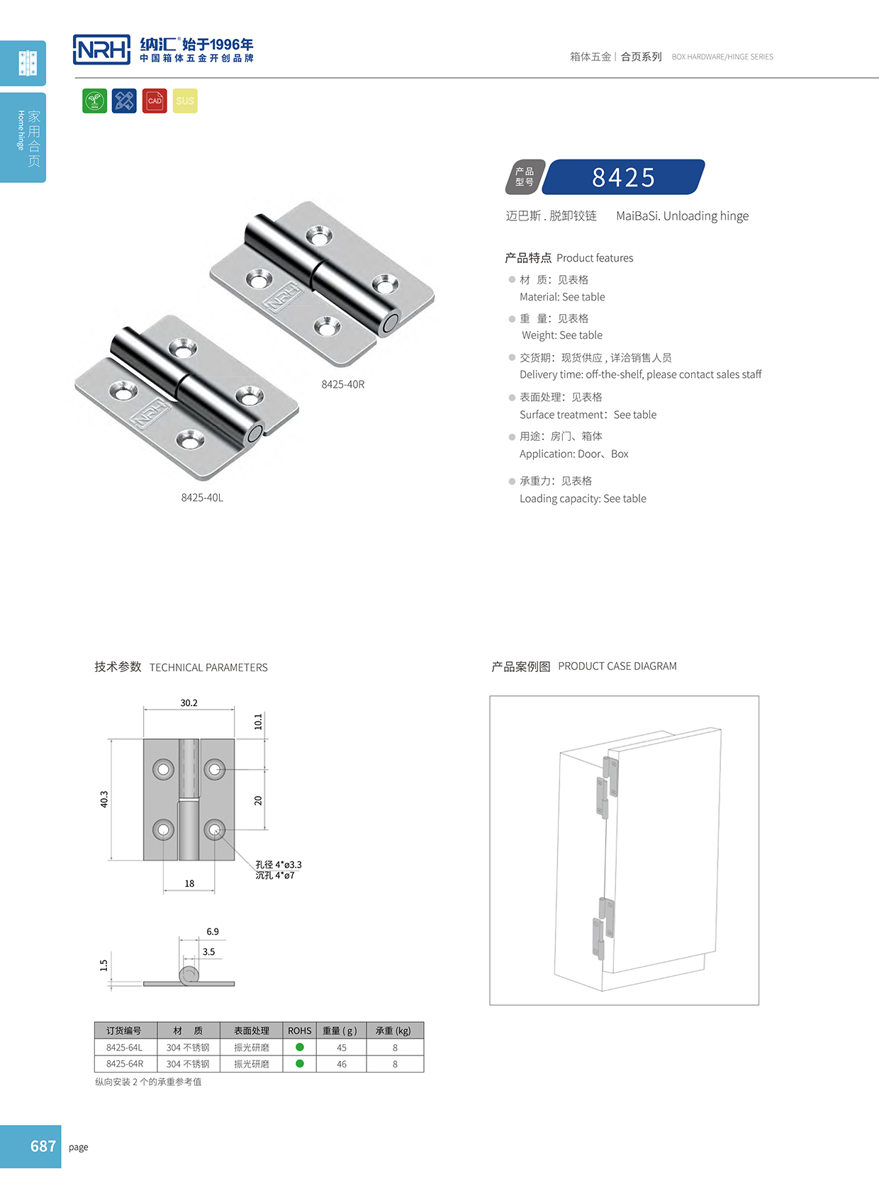 花季传媒app/NRH 8425-64-Z 电箱铰链